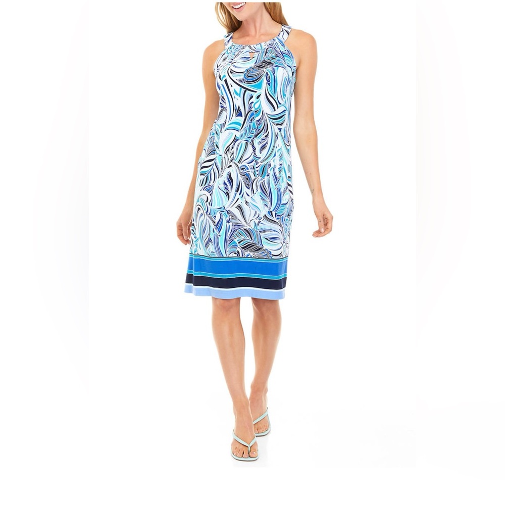 Perceptions Women’s Halter Neck Blue Patterned Dress NWT